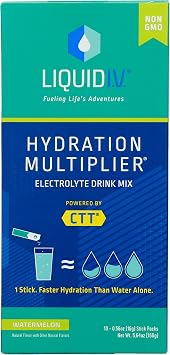 Liquid I.V. Watermelon Flavored Hydration Multiplier Electrolyte Drink Mix, 10 Counts, Non GMO, 5.65 Ounces Pack of 1
