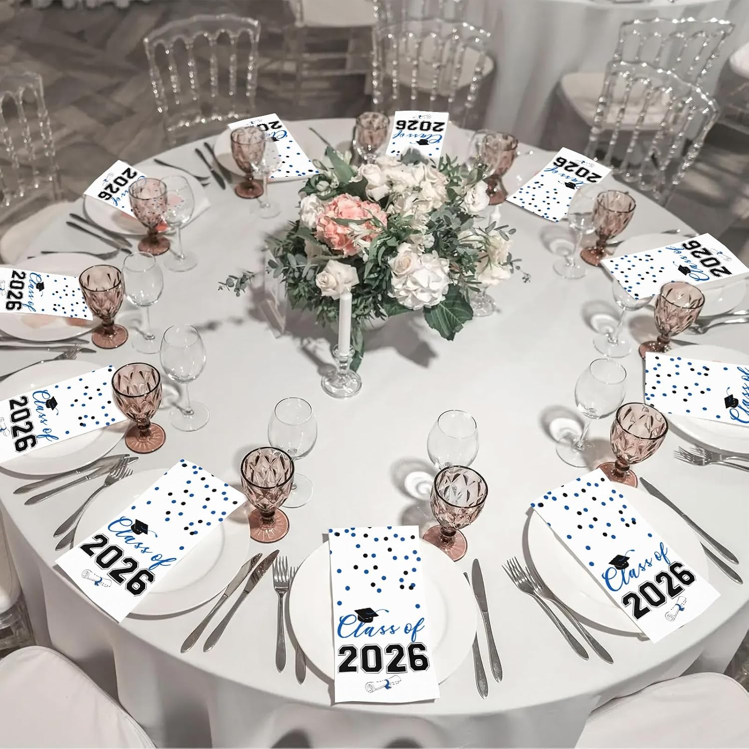 2026 Graduation Disposable Paper Napkins, Guest Dinner Hand Towels for College School Grad Class Congrats Celebration, Cocktail Party Decorations (80, Blue & Black)