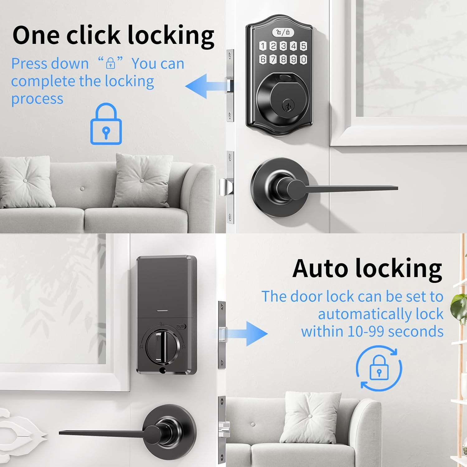keyless Entry Front Door Lock Set: Smart Deadbolt with Lever Handle (Fingerprint/Code/Keypad/Digital) Auto-Lock Easy to Install for Home Entrance Family Users keyless Entry Front Door Lock Set: Smart Deadbolt with Lever Handle (Fingerprint/Code/Keypad/Digital) Auto-Lock Easy to Install for Home Entrance Family Users