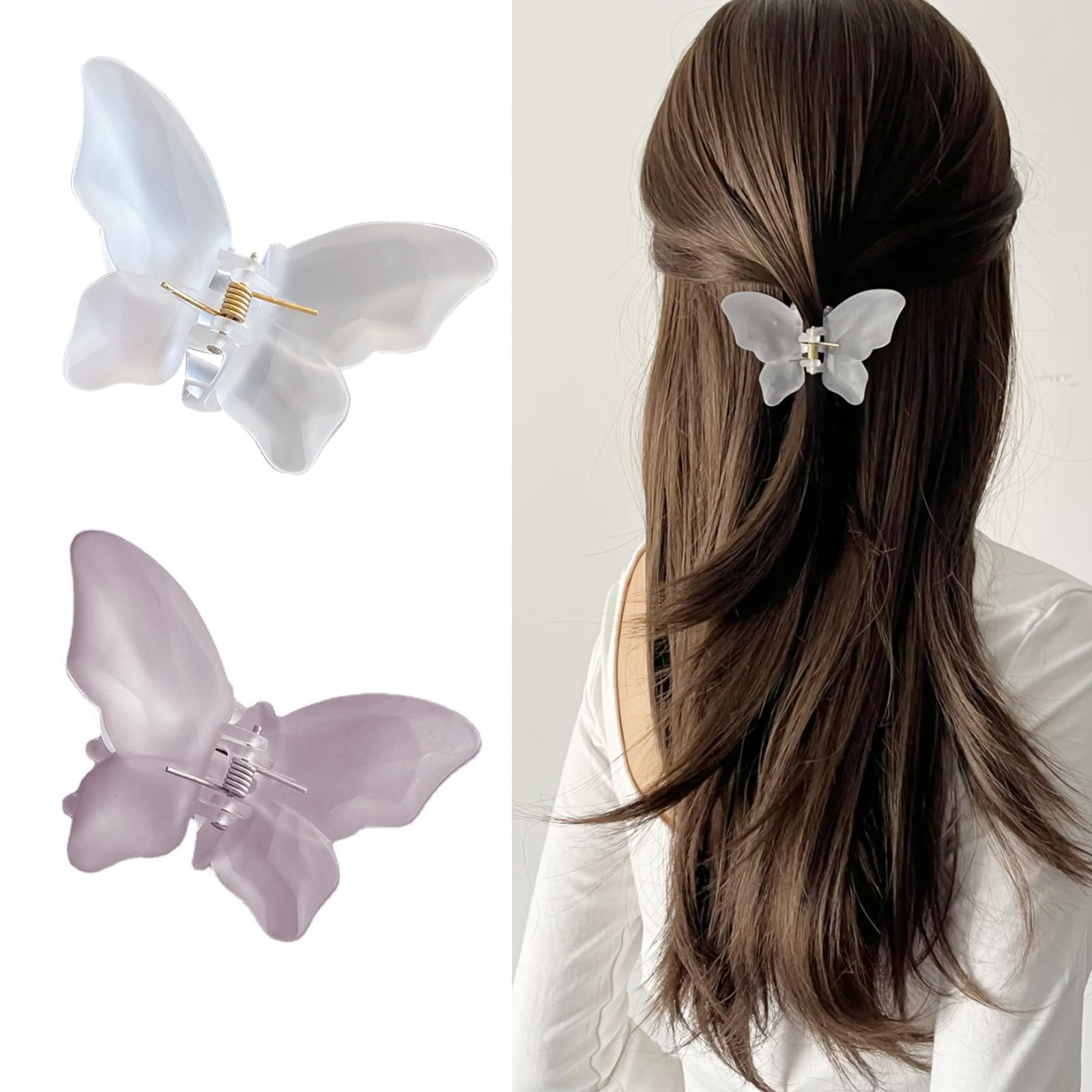 Amazon.co.jp: Coollooda ヘアクリップ （2個入）バンスクリップ 蝶々 