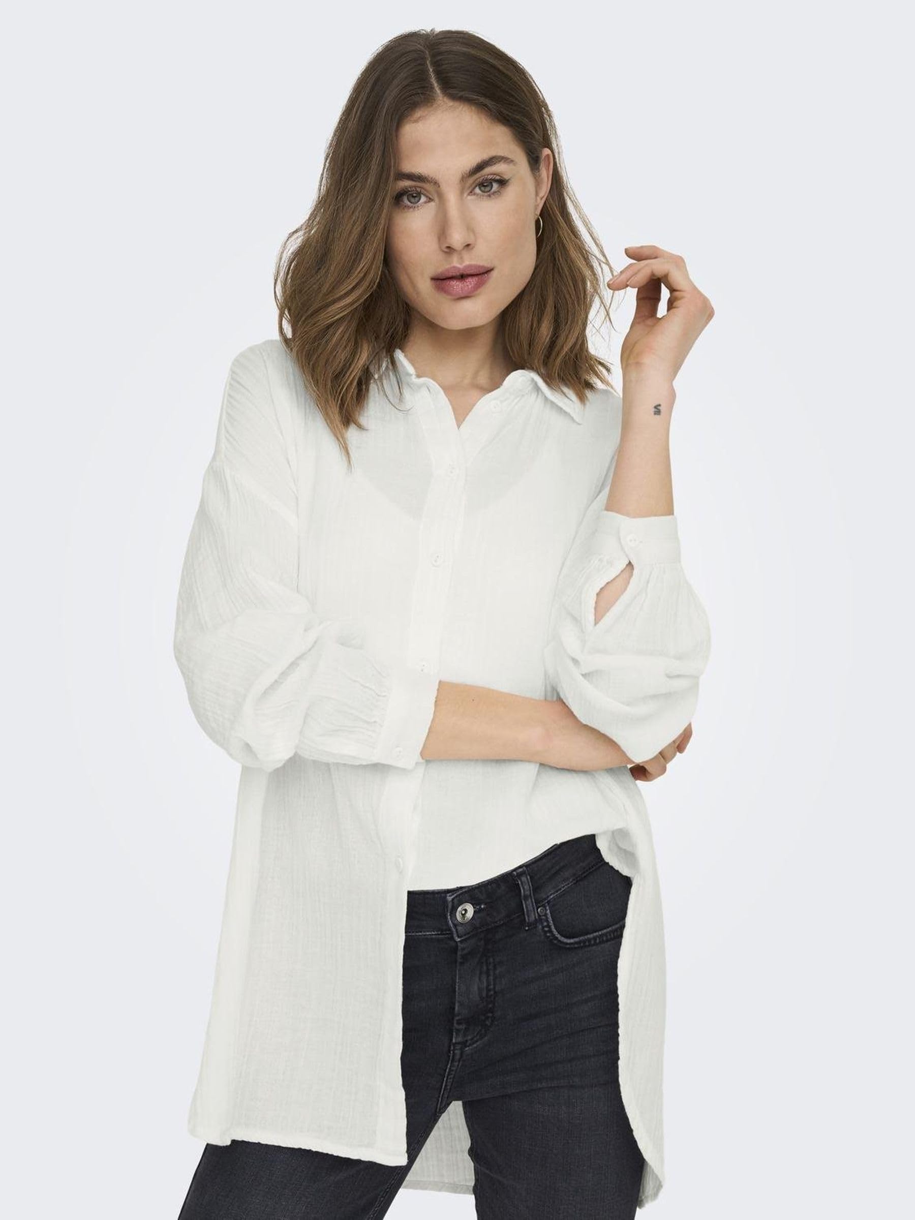 ONLY Onlthyra Oversized Shirt Noos Mujer Manga Larga Beige Más Grande