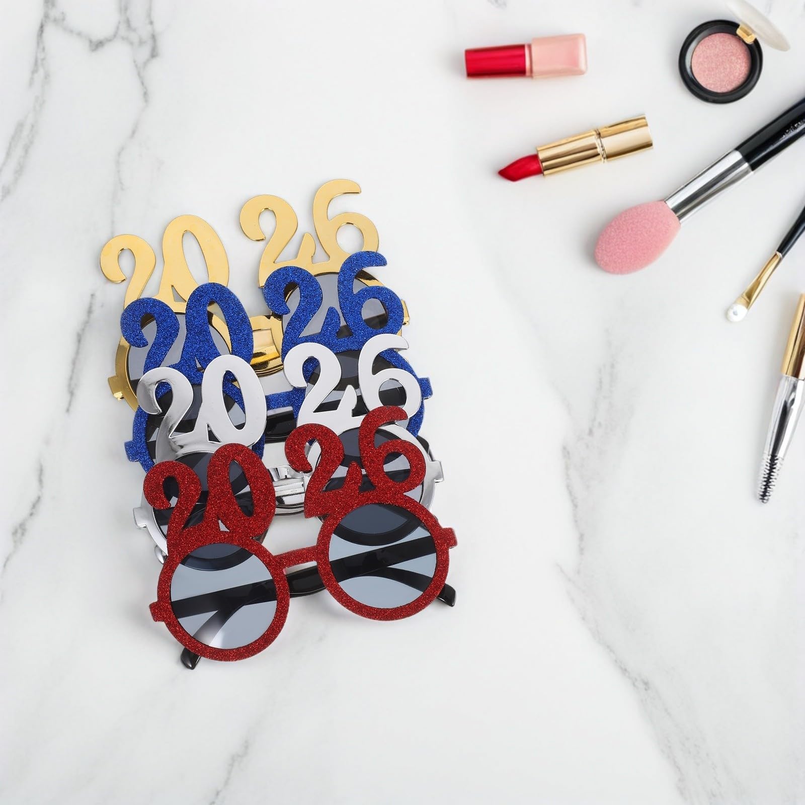 Toyvian 16 Stück Partybrille aus PC für Silvester und Abschlussfeiern | Retro Design, Bunte Zahlen, Leichtes Foto Accessoire, Farbecht, Passend für Neujahr und Partyspaß