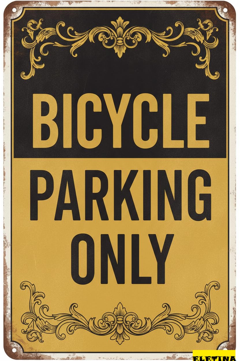 Bicycle Parking Only Metal Vintage Street Warning Symbol Sign Floor Road Street High Way Gate 8x12in