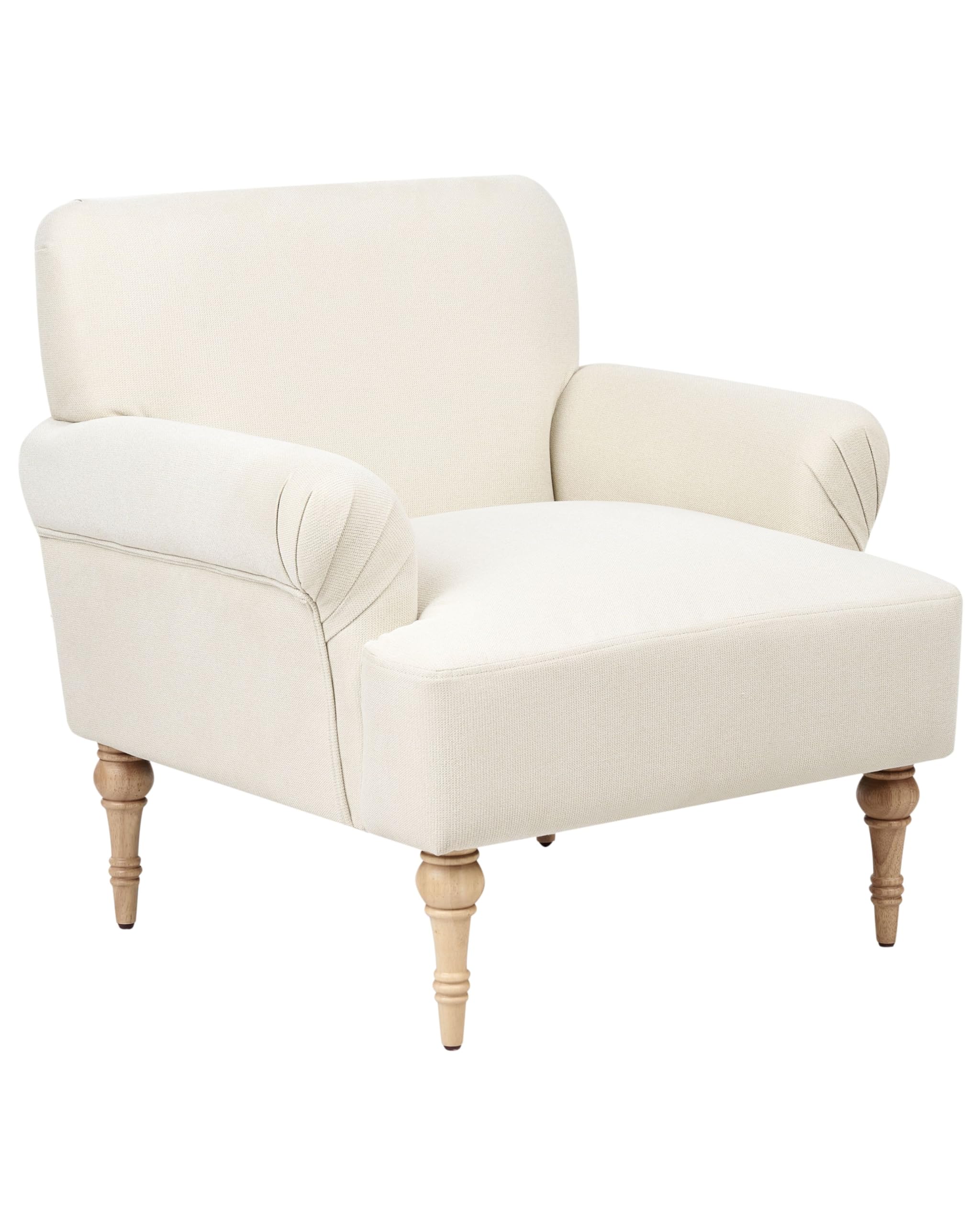 Beliani Poltrona in tessuto Poliestere idrorepellente Seduta spessa Gambe in legno di gomma Beige chiaro
