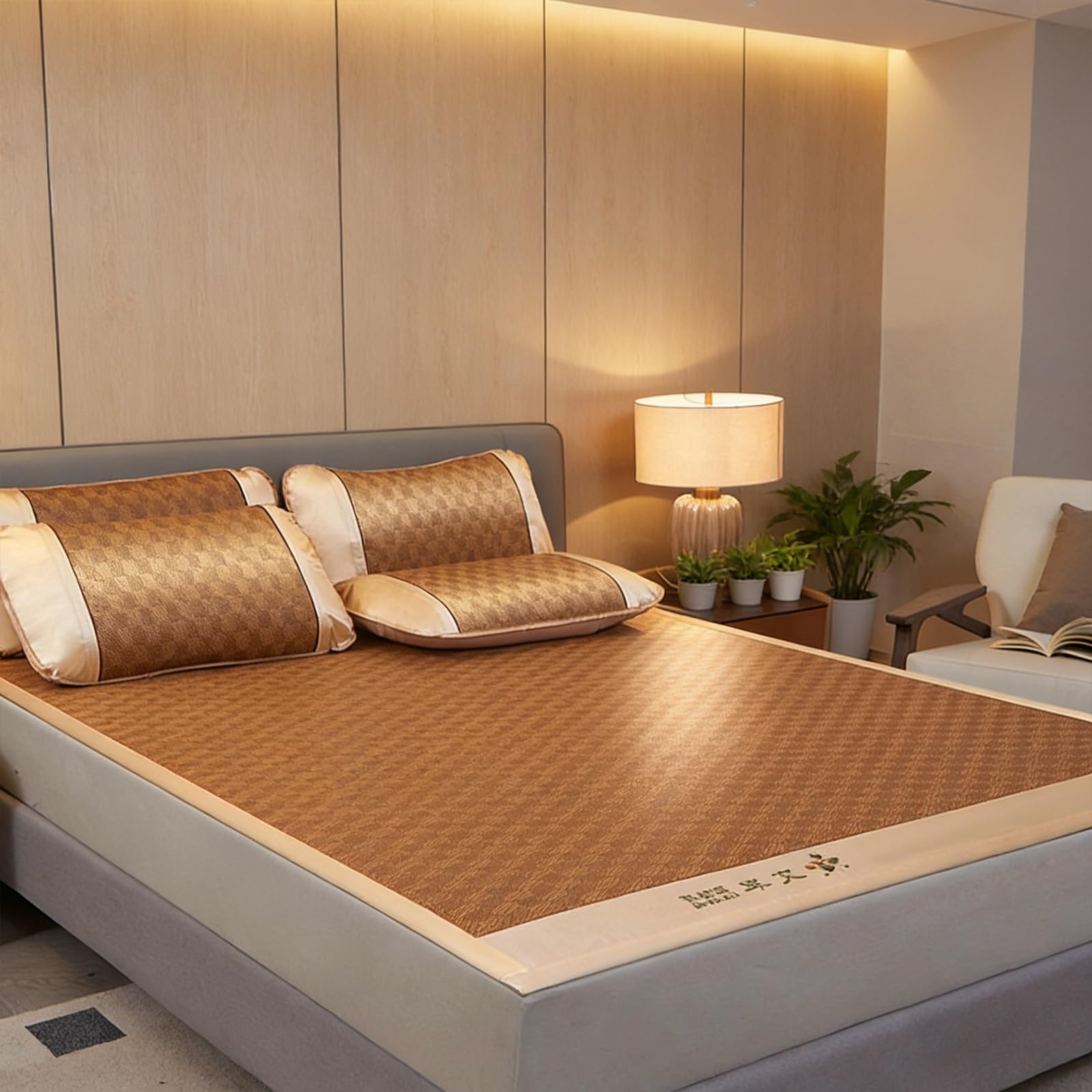 Summer Bamboo Bed Mat, Foldable Cooling Mattress Pad, Breathable Mat for Home and Dormitory, Multiple Sizes(B,180 * 200m/70.8 * 78.7in)