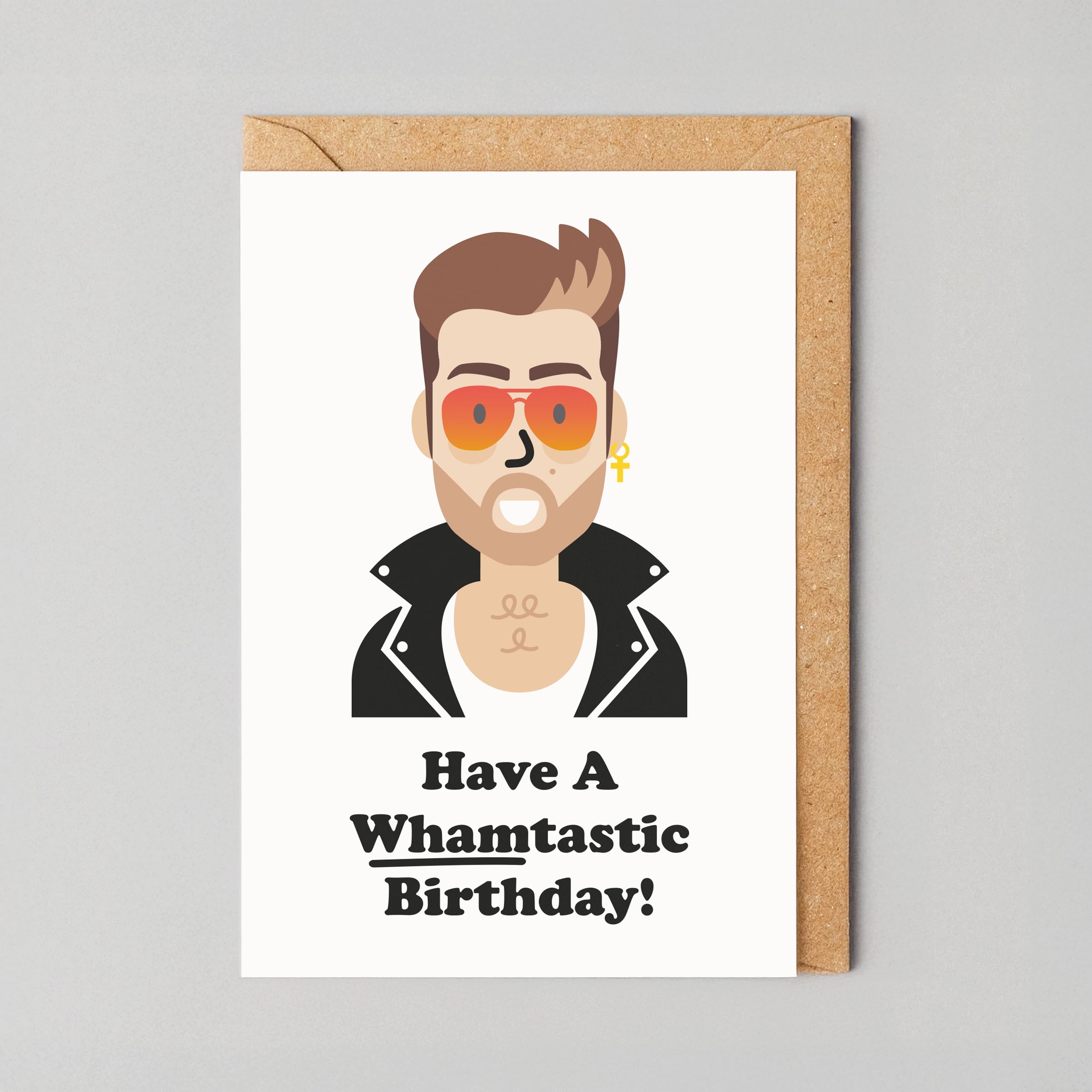 STUDIO BOKETTO Birthday Card Boyfriend George Michael Birthday Card Whamtastic Birthday 80s Gifts Gay Gifts for Men Boys Card for Music Lovers Gay Birthday Card Gay Pride Birthday Card Husband, white