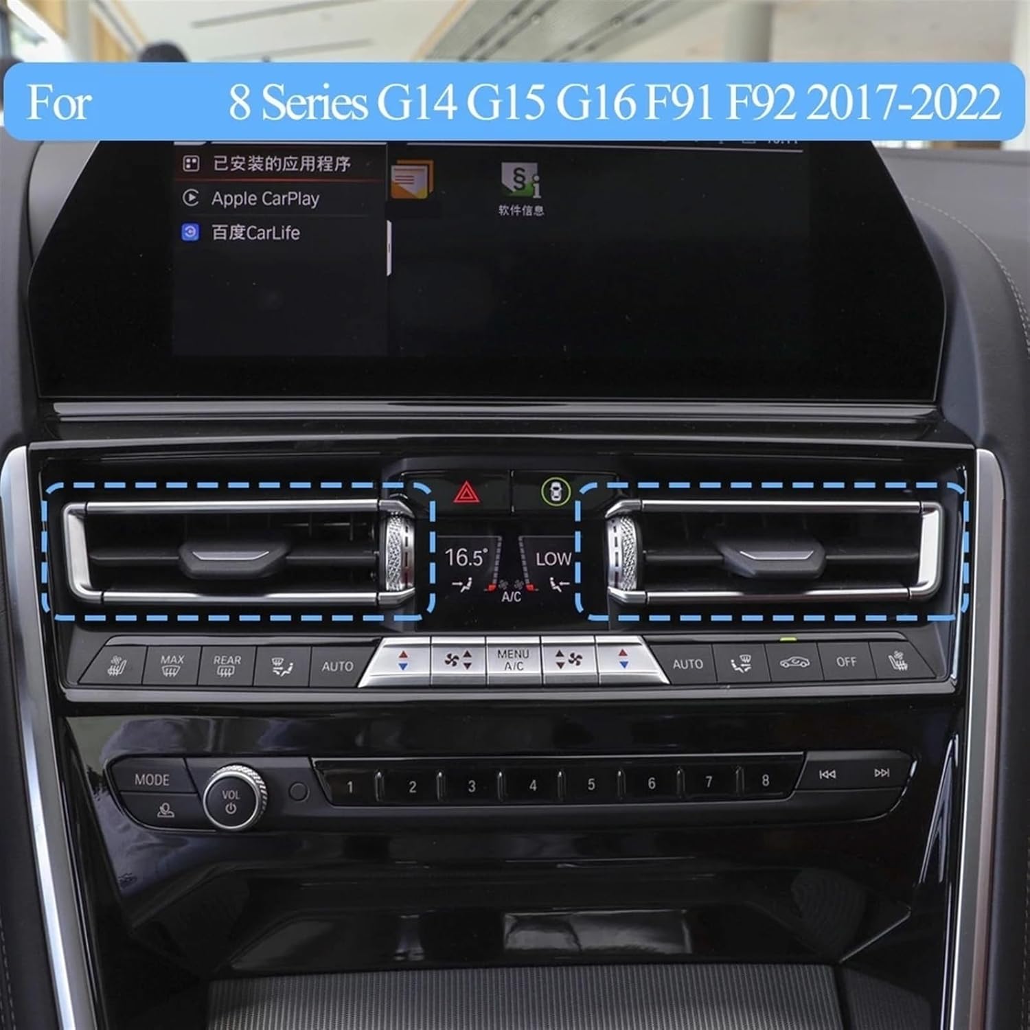 Car Front Center Air Conditioning Middle AC Vent Grille Outlet Panel Repair Kit Compatible for BMW 8 Series G14 G15 G16 F91 F92 2017-2022(One Set)