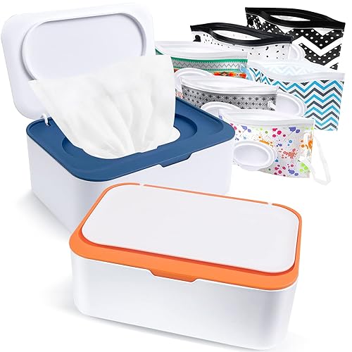 Miniatura 16 de Dispensador de toallitas para bebé, caja reutilizable para toallitas húmedas y bolsa portátil para toallitas húmedas, contenedor recargable con tapa