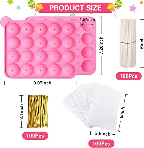 Miniatura 2 de JULMELON Juego de 12 moldes de silicona de capacidad para hacer pasteles con 100 palitos para pasteles 100 bolsas de dulces para dulces 100 lazos