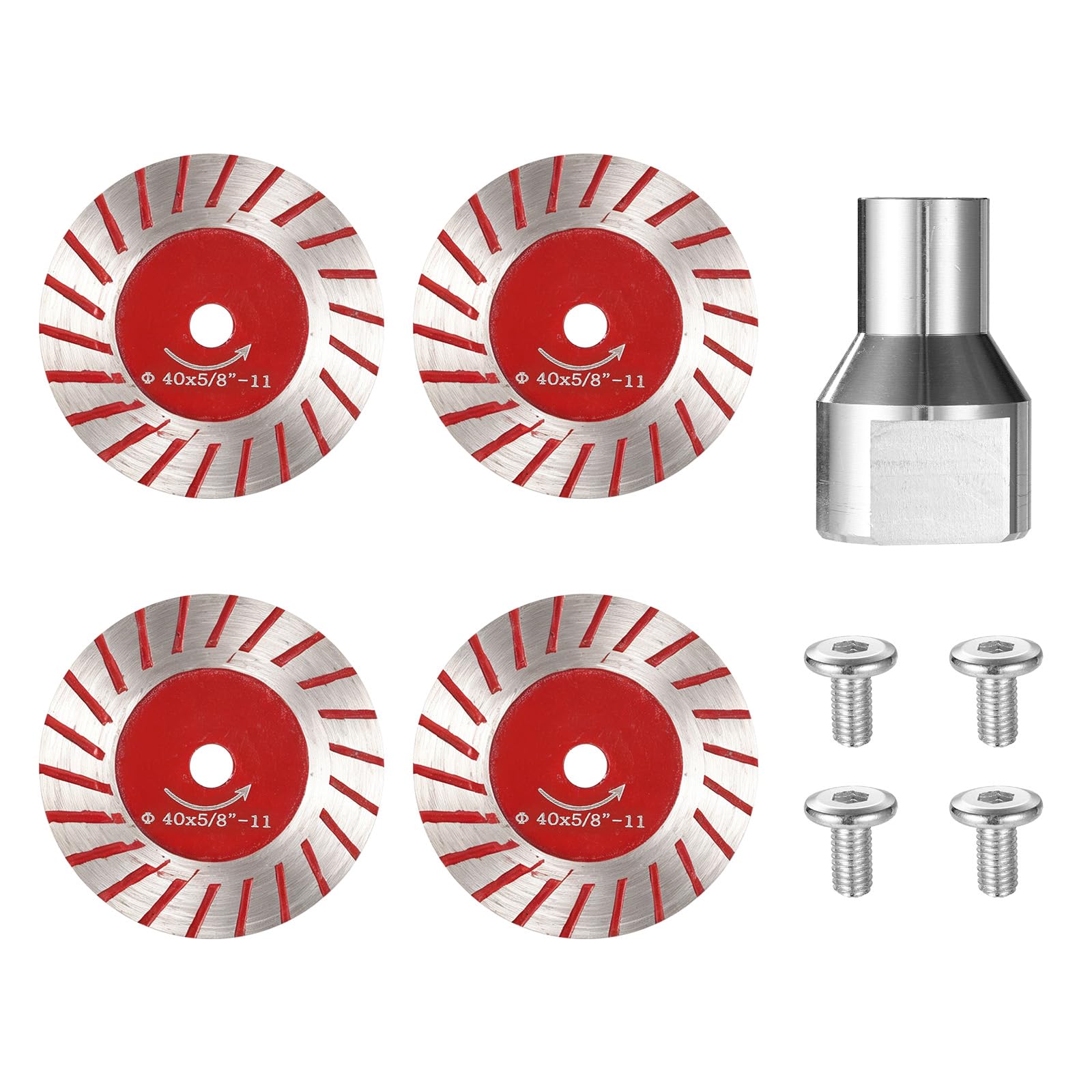 40mm Diamond Saw Blades & Sanding Disc Kit, 4pcs Engraving Cutting Cutter with 5/8"-11 Thread Removable Flange & Screws Multi-Material Lettering Carving Tools for Stone Tile Granite Marble Ceramic PVC
