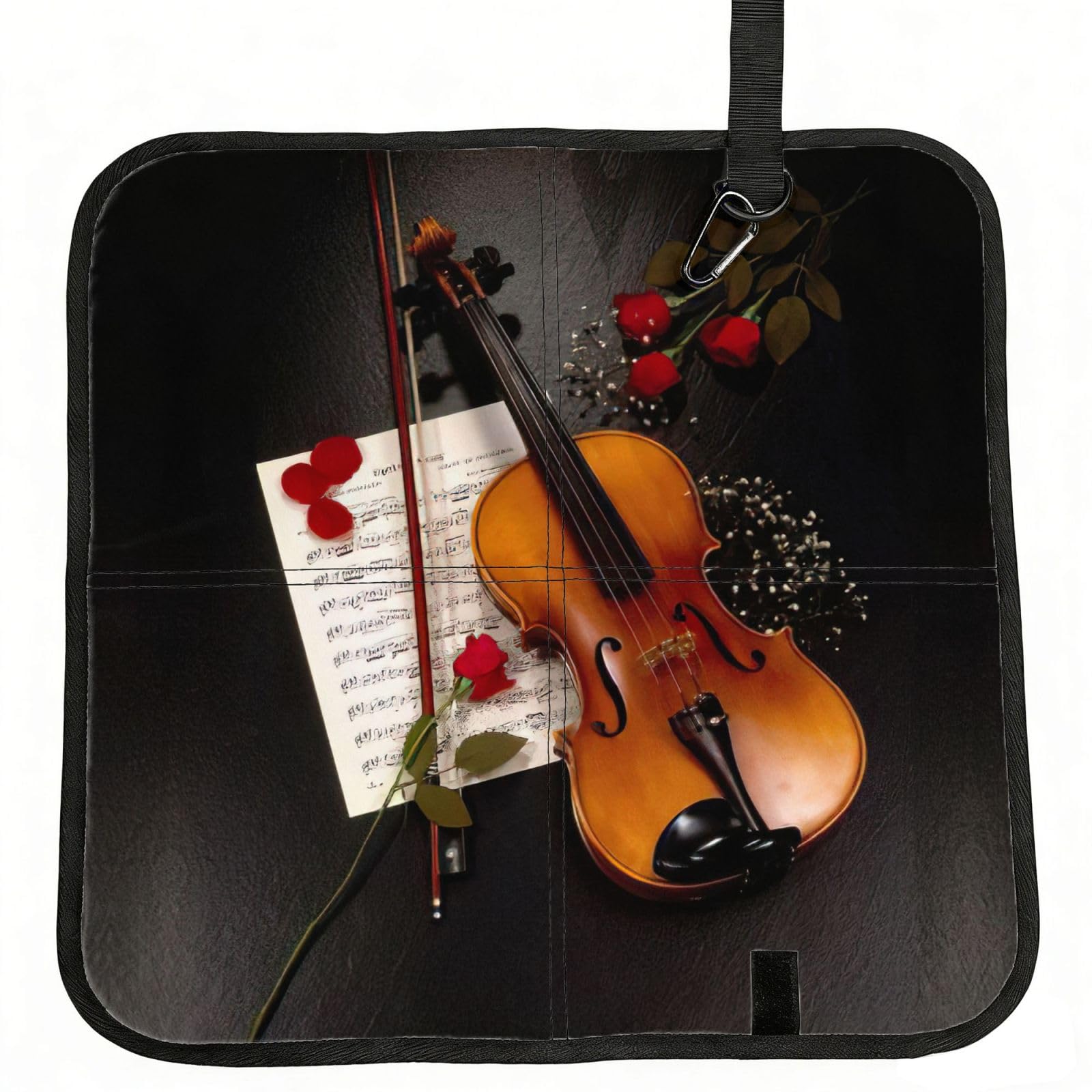 bghdfa Violin Sheet Music Print Outdoor Sitting Mat Waterproof Oxford Cloth Seat Cushion Folding Foam Camping Seat For Picnic