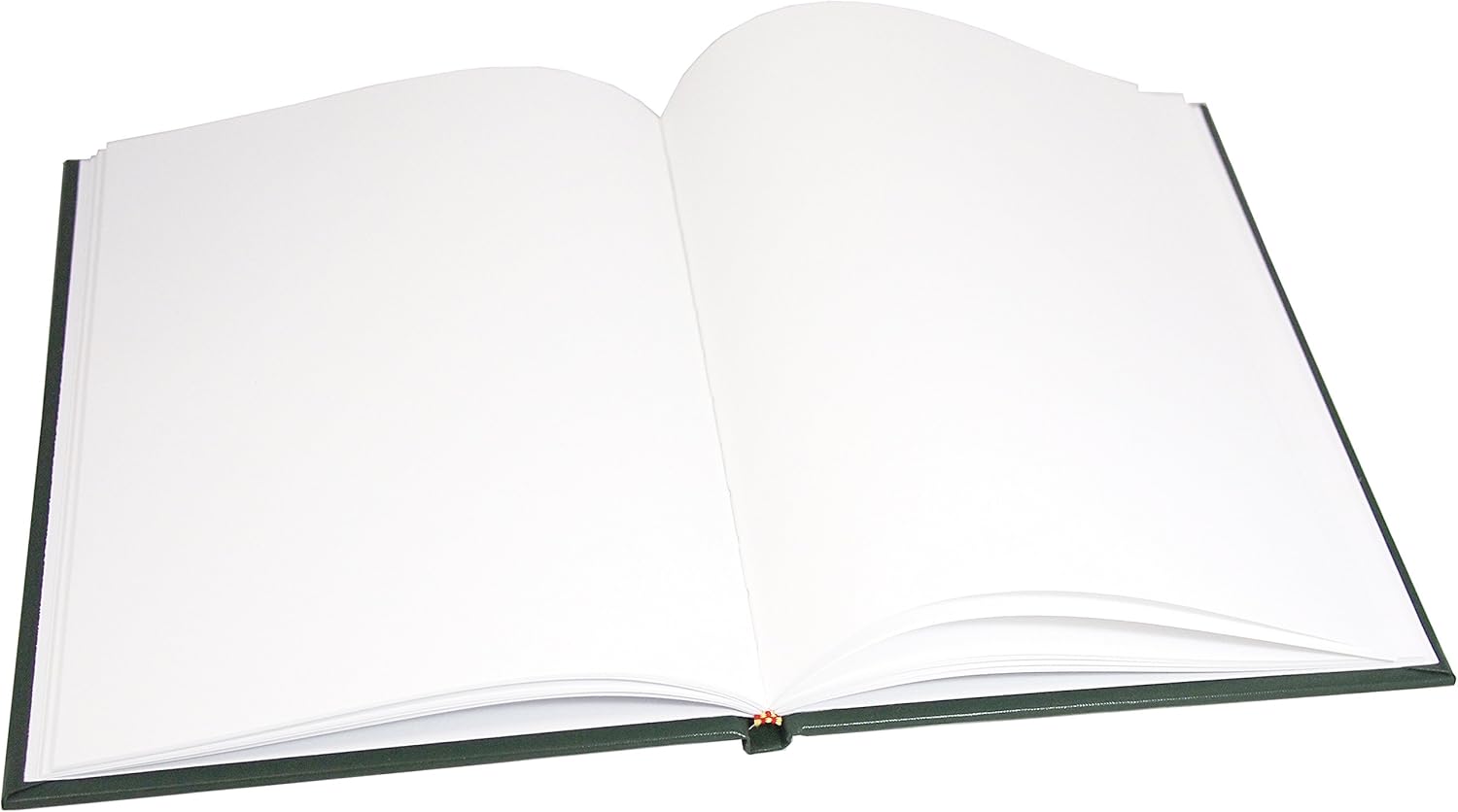BookFactory Large Green Blank Book/Blank Notebook - 96 Pages Blank Format 8 7/8'' x 11 1/4'' Green Imitation Leather Cover Section Sewn Hardbound (Made in USA)
