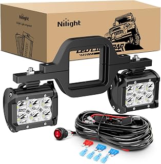 Nilight 2PCS 18W Spot Driving Fog Light Off Road Led Lights Bar Universal Tow Hitch Bracket with Wiring Harness Kit -2 Leads,2 Years Warranty