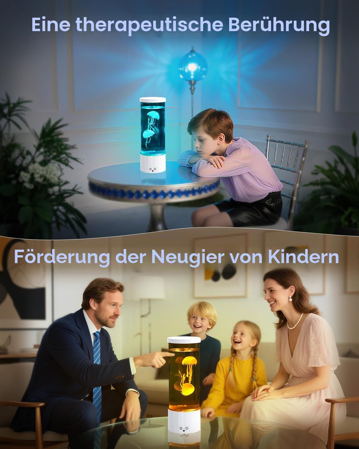 AONESY Lavalampe Quallen Lampe mit 17 Farben & 4 Lichtmodi : Jellyfish Lamp Lavalampen für Zimmer, Dekoration | Quallen Aquarium für Kinder Erwachsene den flüsterleisen Betrieb von Relaxion