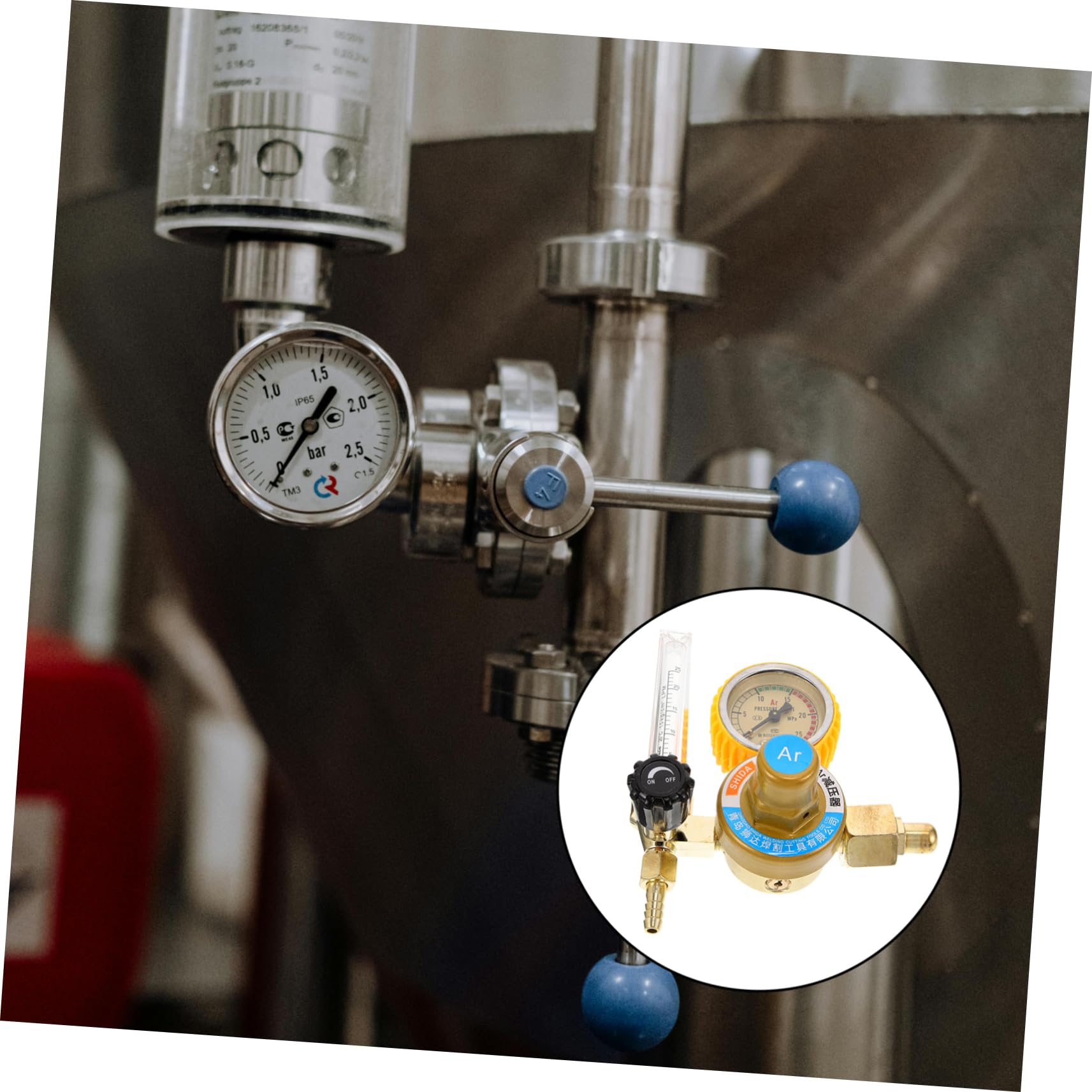 HOMOCONO Argon Pressure Reducer Welding Gas Regulator Flow Indicator Pressure Gauge