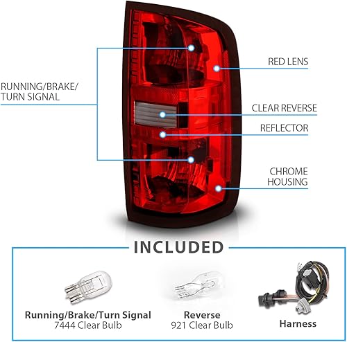 Miniatura 4 de AmeriLite Par de lámparas de freno de repuesto para Chevy Colorado 2015-2022, color rojo transparente, para el lado del pasajero y del conductor