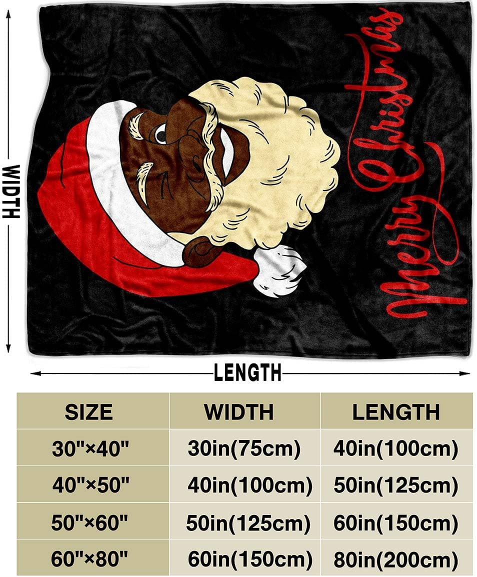 LUVIVIHOME Christmas Throw Blanket, Funny Black Santa Claus Kids Blanket, Cozy Soft Flannel Fleece for Bed, Couch, 60x80