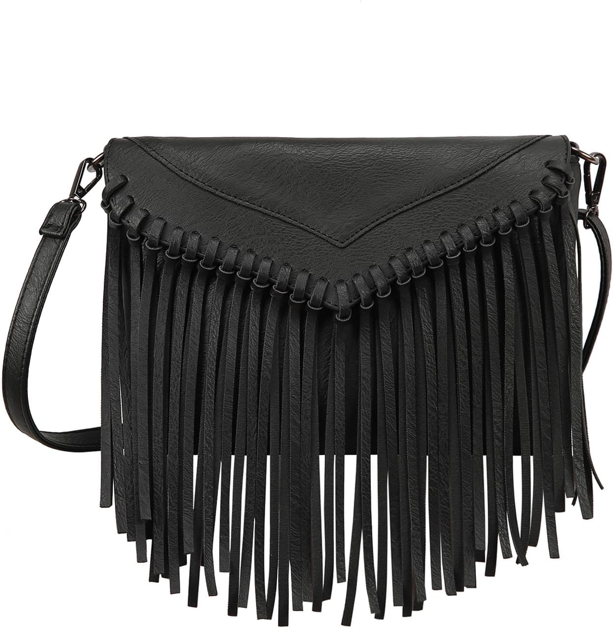 HDE Women's PU Leather Hobo Fringe Crossbody Tassel Purse Vintage Small Handbag