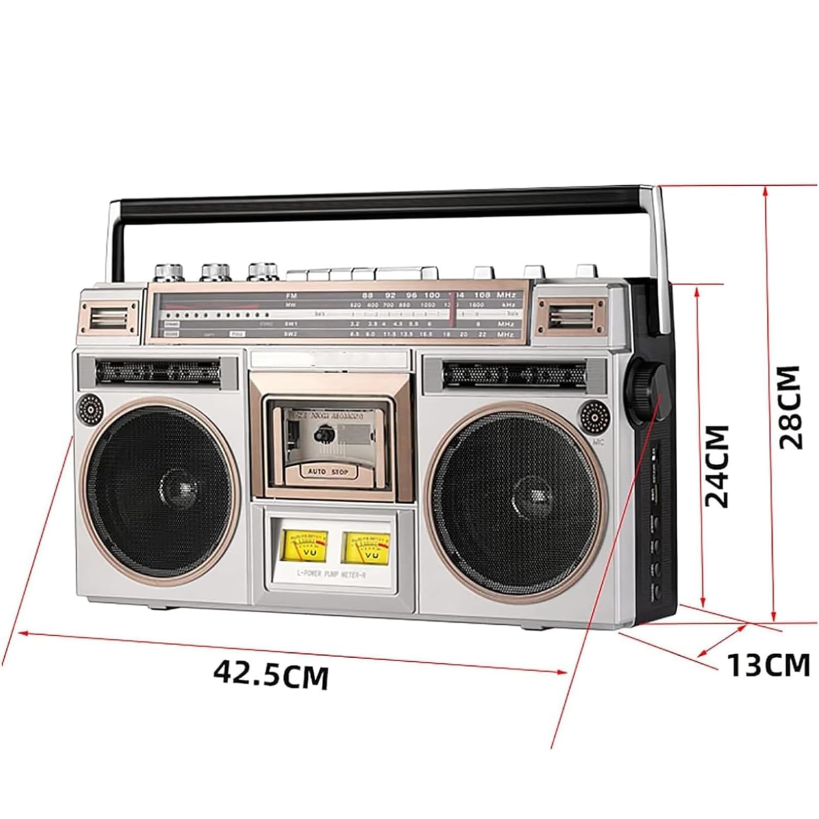 Reproductor de casete Bluetooth con radio FM/DAB, grabación USB y grabadora de casete para reuniones familiares y viajes