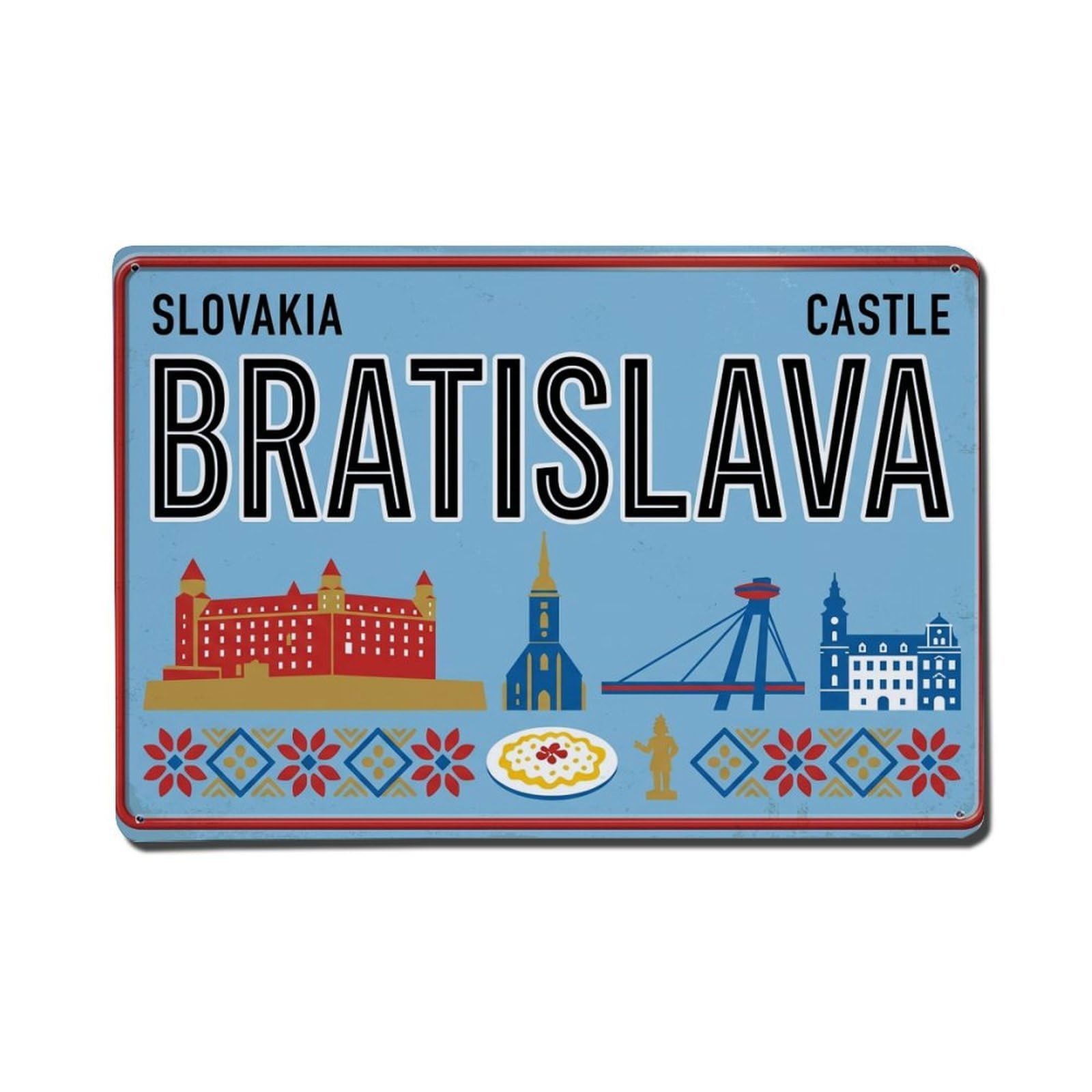 Cxhjca 8X12inch(20X30cm) Vintage Travel Bratislava Slovakia Castle Danube Metal Tin Sign