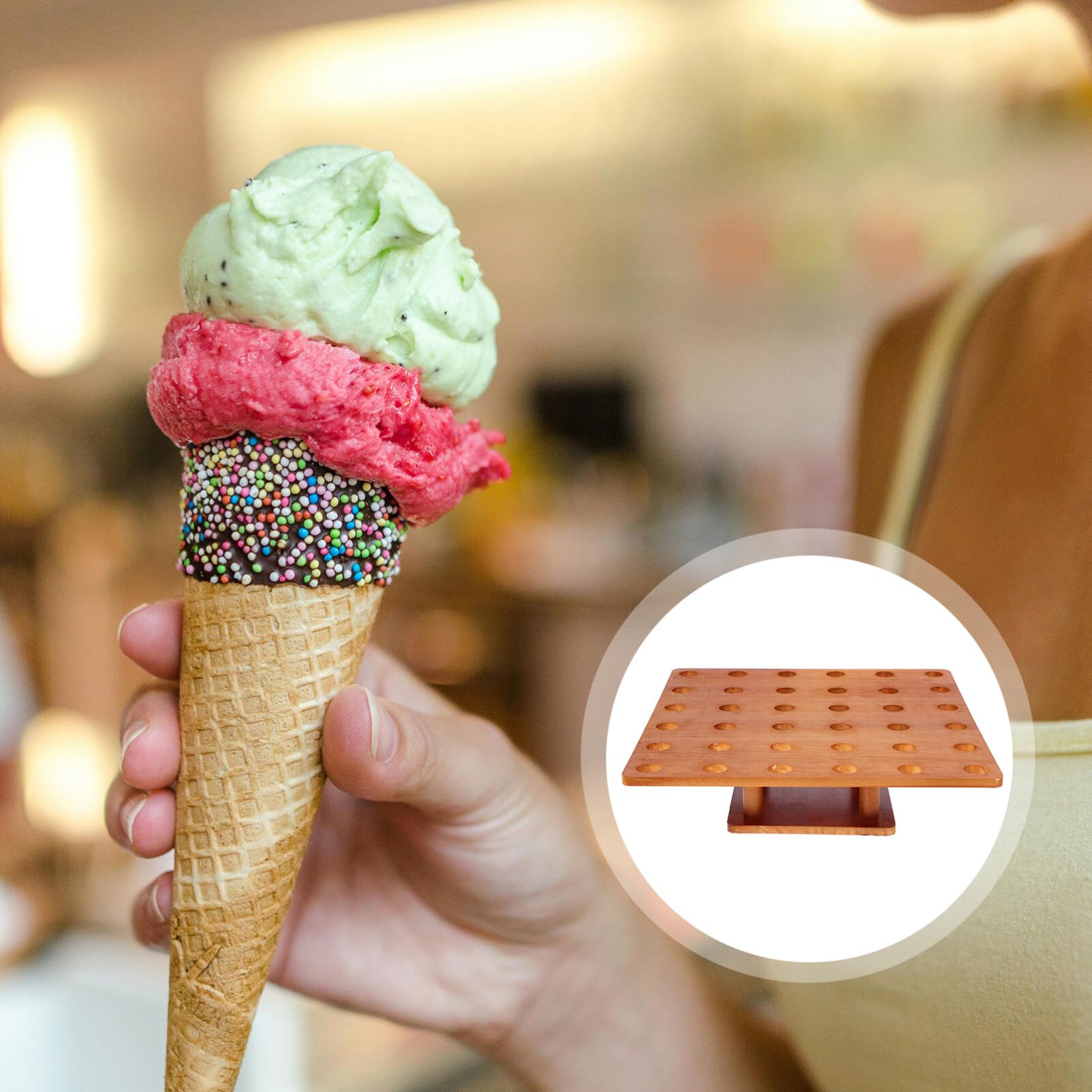 Alipis Espositore Porta Cono Gelato In Legno Espositore Porta Cono Alimentare Per Eventi Catering Ristorante Buffet Di