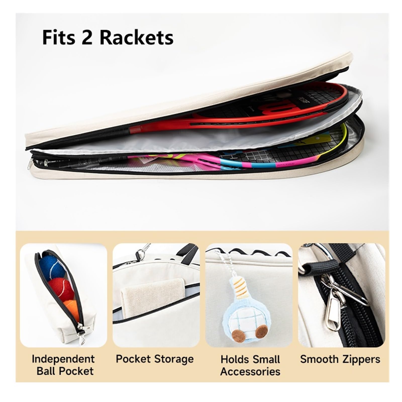 Custodia for Racchetta Da Badmiton Tennis for Varie Racchette Spalla Unisex In Fibra Di Carbonio Eva Con Faccia Morbida