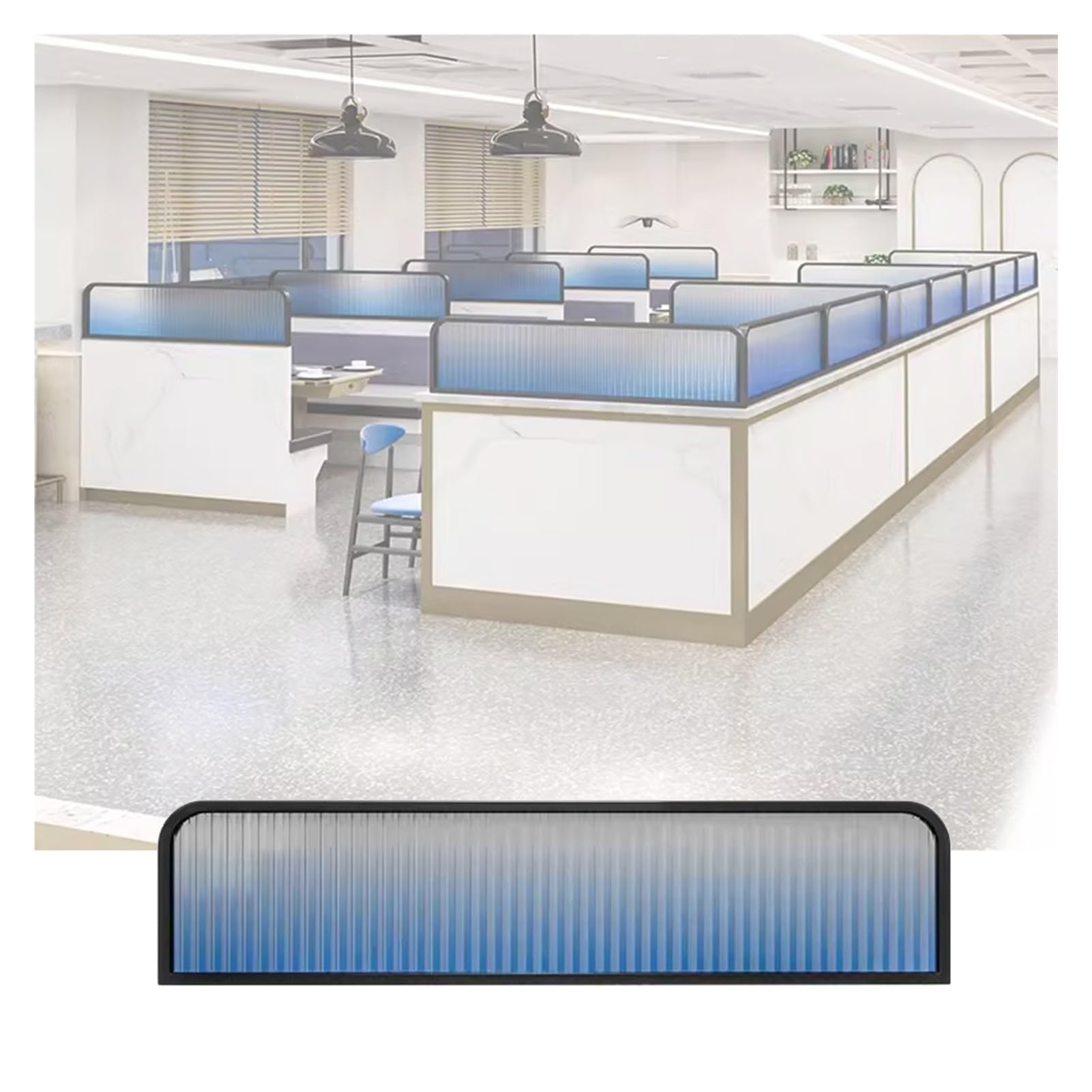 GJZQDKX Dividers for Dining Areas, Gradient Color Striped Glass Restaurant Partitions, Raised Aisle Translucent Countertop Desk Divider, 11.8/19.6in Low Fence