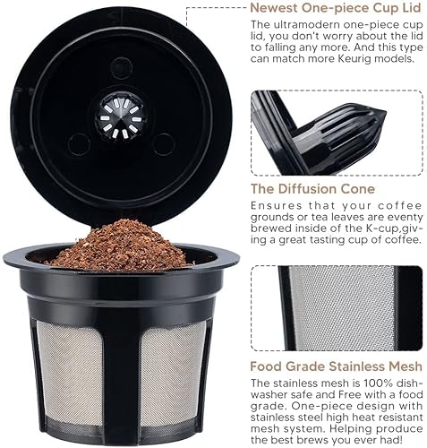 2 Reusable Mesh Ground Basket Style Coffee Filter Carafe For Keurigkduo Essentials And Kduo Brewers Machine,2 Refillable K Cups Pod Capsule For Keurigkduo+1 Spoon+1 Brush #TOP4