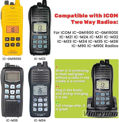 Miniatura 2 de Cargador de escritorio BC-173 para Icom IC-M2A IC-M2 IC-GM1600 IC-M32 IC-M31 IC-M32 IC-M33 IC-M34 IC-M35 IC-M36 BP-224 BP-252 Cargador de batería