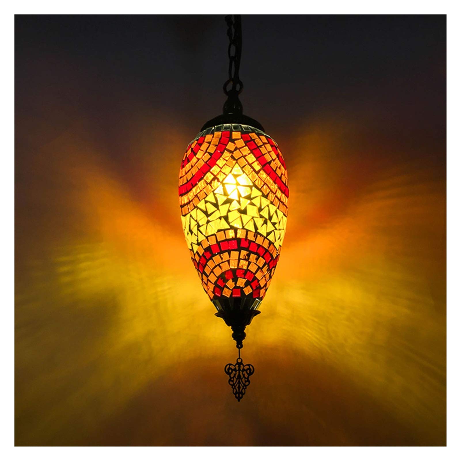lampadario Lampada a Sospensione a Forma di Oliva a Forma di Lampada a Mosaico colorato a Mano colorato a Forma di lampadario Regolabile Squisito (9 Colori) Lampadina E14 Regalo Perfetto