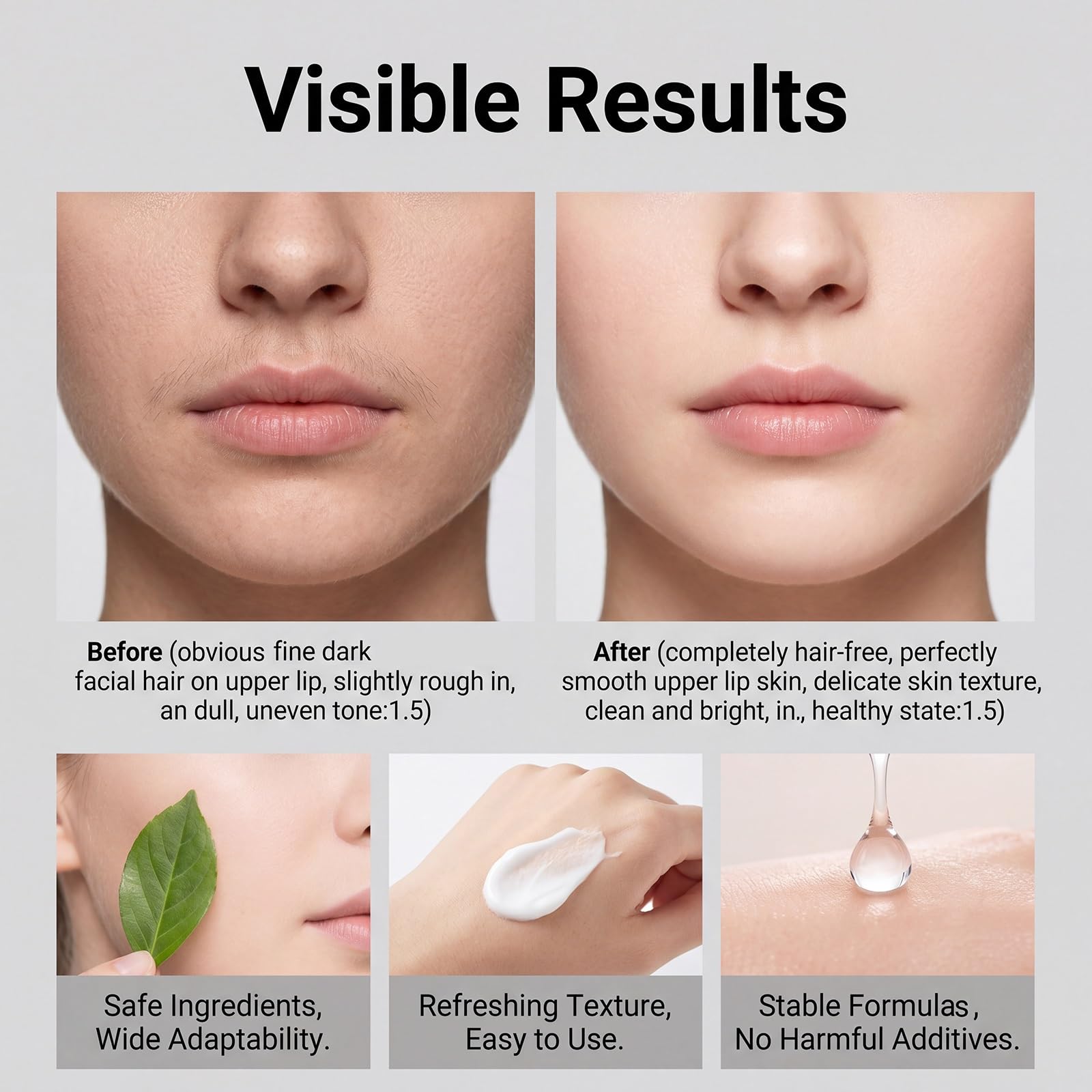 Set di creme depilatorie per il viso, crema depilatoria lenitiva, ad azione rapida, indolore, non irritante, depilazione liscia e idratante (set da 6)