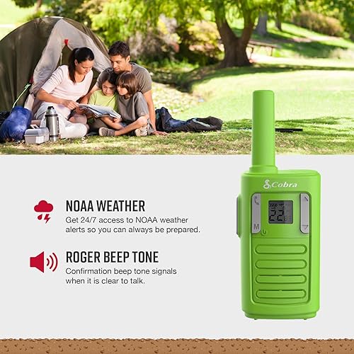 Miniatura 4 de Cobra Walkie Talkies familiares RX100 de 16 millas (paquete de 4)  16 millas de largo alcance, comunicación para niños, 22 canales, alertas