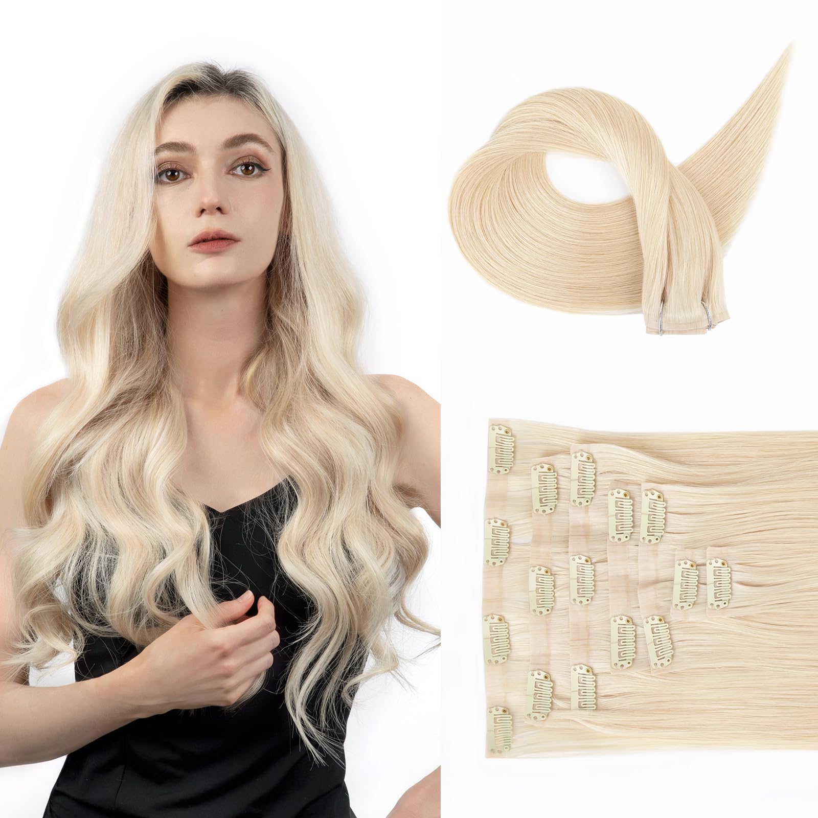 SOBEAUTY Clip in Hair Extensions, 100% Real Human Hair Remy Natural Volume Hair Extensions Clip-ins