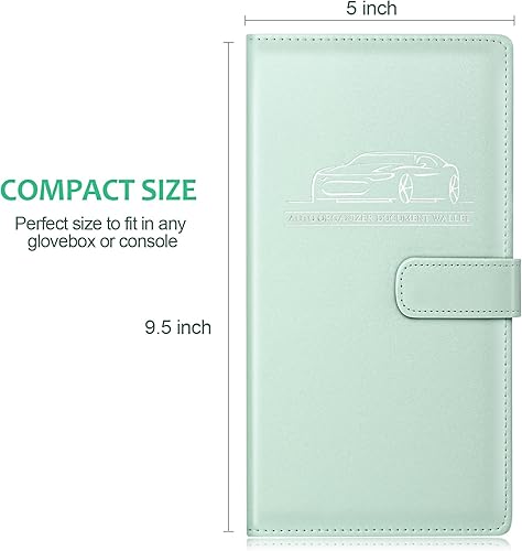 Miniatura 2 de 2 tarjeteros magnéticos de registro y seguro de automóvil, organizador de cuero para tarjetero, guantera de vehículo, organizador de cuero para