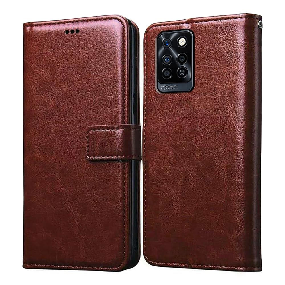 Flip Cover Back Case for Infinix Note 10 Pro 4G | Premium Leather Finish | Inbuilt Pockets & Stand | Flip Cover Back Case for Infinix Note 10 Pro 4G (Brown)