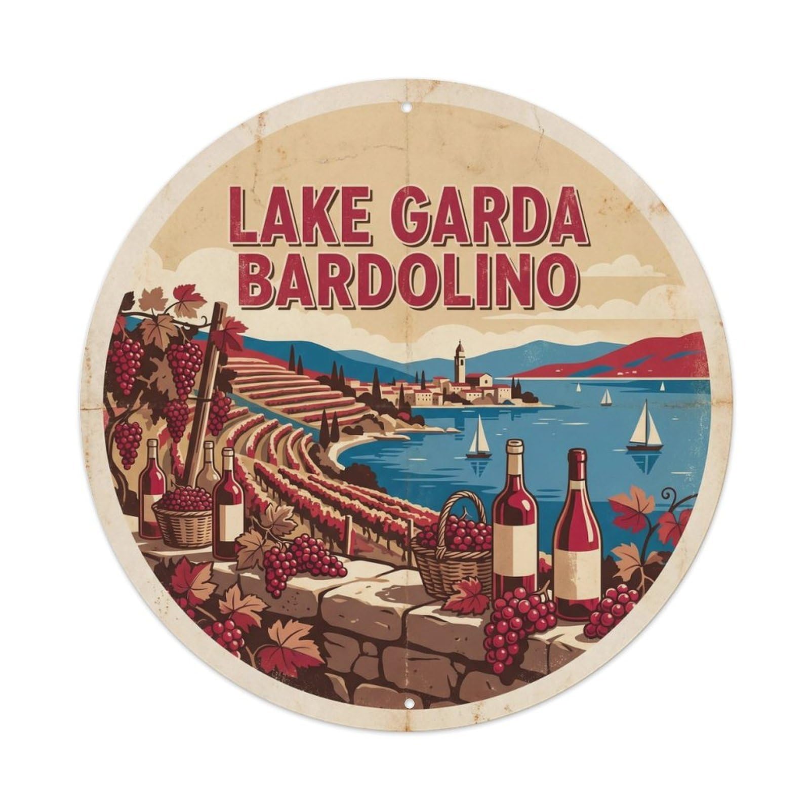 Olhnbad Style Lake Garda Cuisine Culture Bardolino Wine Travel Metal Tin Sign