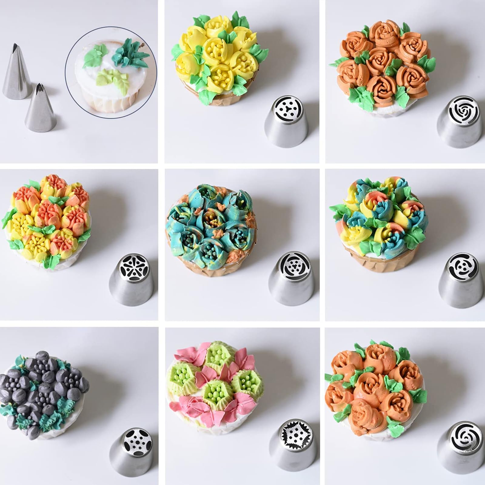 Set Di Ugelli Per Tubare Russi - Beccuccio Per Decorare Torte A Forma Di Fiore (Rosa, Tulipano) In Acciaio Inox