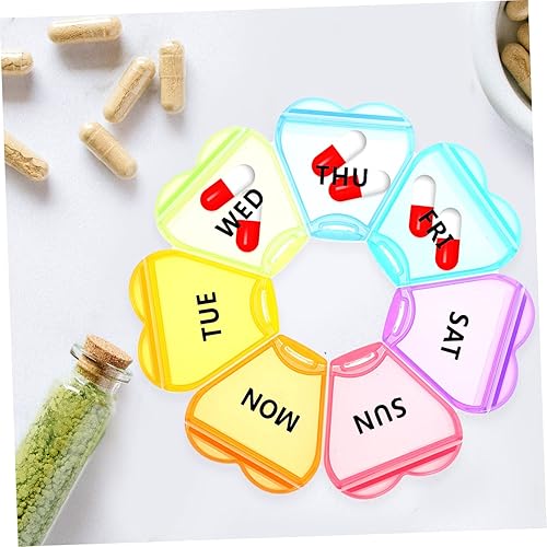 Miniatura 3 de HEALLILY Caja de 2 piezas de 7 días 7 píldoras contenedor redondo con tapa Mini contenedores caja de almacenamiento transparente con tapa diaria