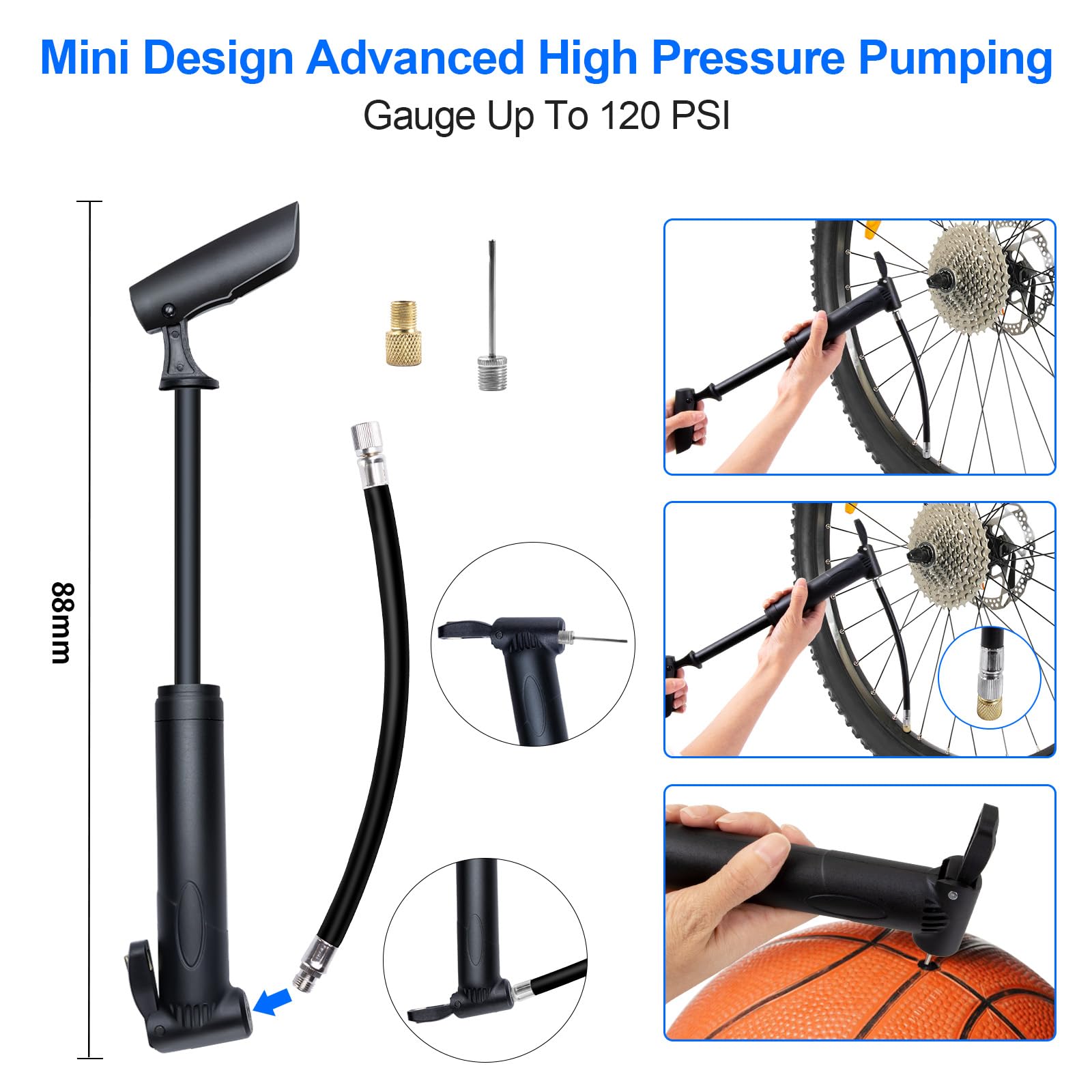 38PCs Kit Riparazione Pneumatici Bici Ninonly Kit Riparazione Bici con 120PSI Mini Pompa d'Aria e 16 in 1 Attrezzo Multifunzione da Bici per l'uso in Situazioni di Emergenza Durante i Viaggi a Lunga