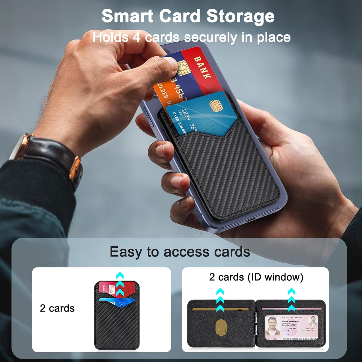 Upgraded for MagSafe Wallet, Magnetic Wallet for iPhone with Adjustable Stand, Slim for iPhone 17/16/15/14/13/12 Series, Not for 13/12 Mini, Black - Image 7