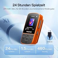 WOLFANG WMP01 MP3-lejátszó Bluetooth 5.2, 64 GB, sportclip - narancssárga 7