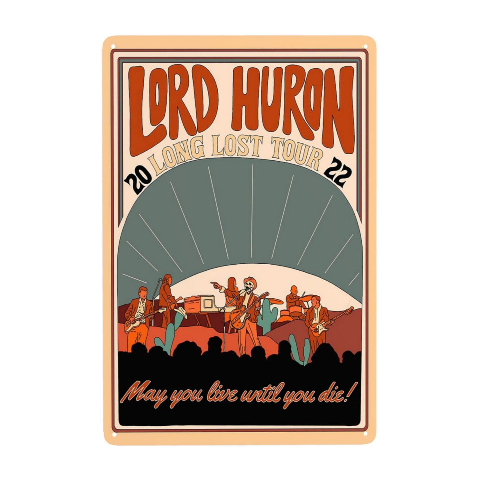 OBLUE Lord Rock Huron Band Metal Tin Sign Vintage Metal Poster Home Bar Cafe Bedroom Wall Decor Gifts 8x12 inch