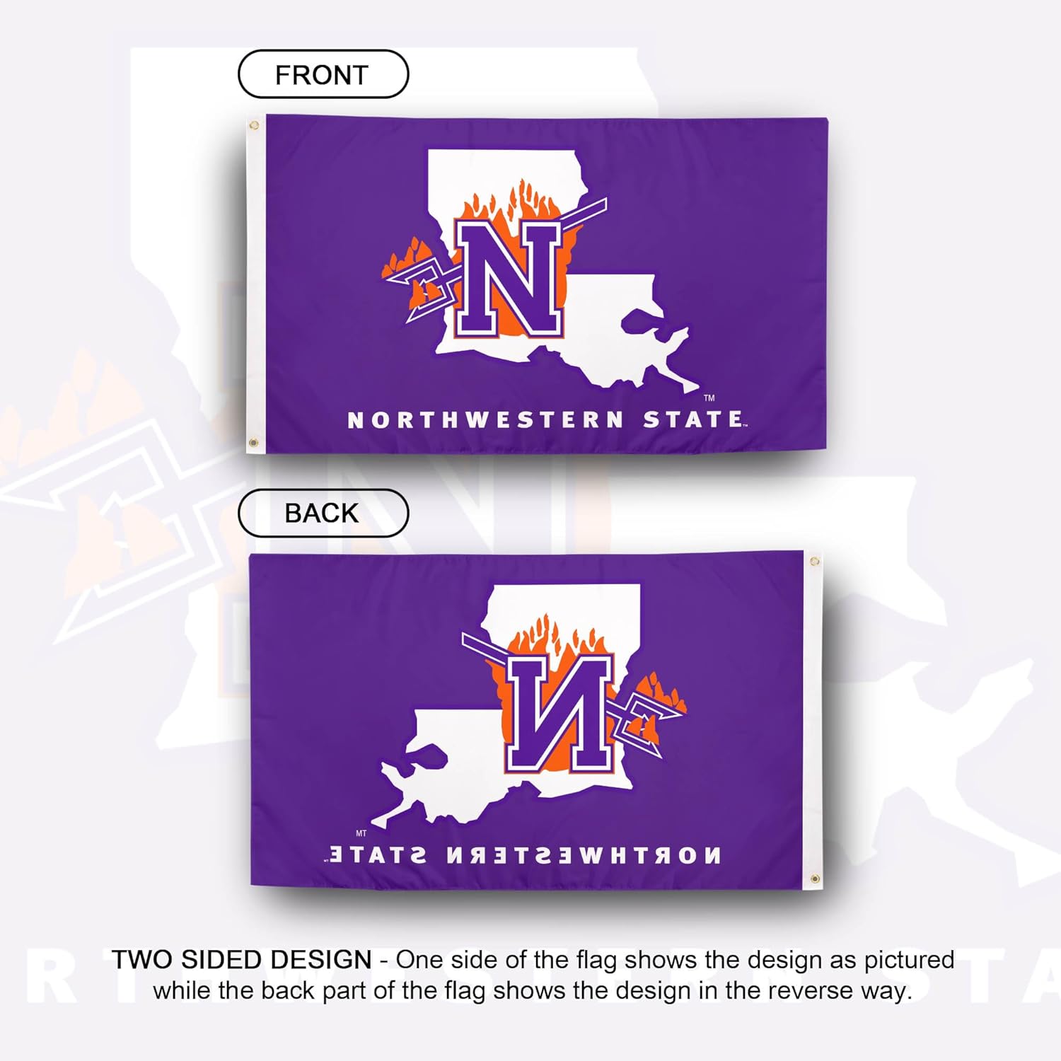Desert Cactus Northwestern State University NSU Flag - 3 x 5 Feet Demons Banner, Indoor/Outdoor Durable Fabric, 100% Polyester Design (Style 2a) - Image 2