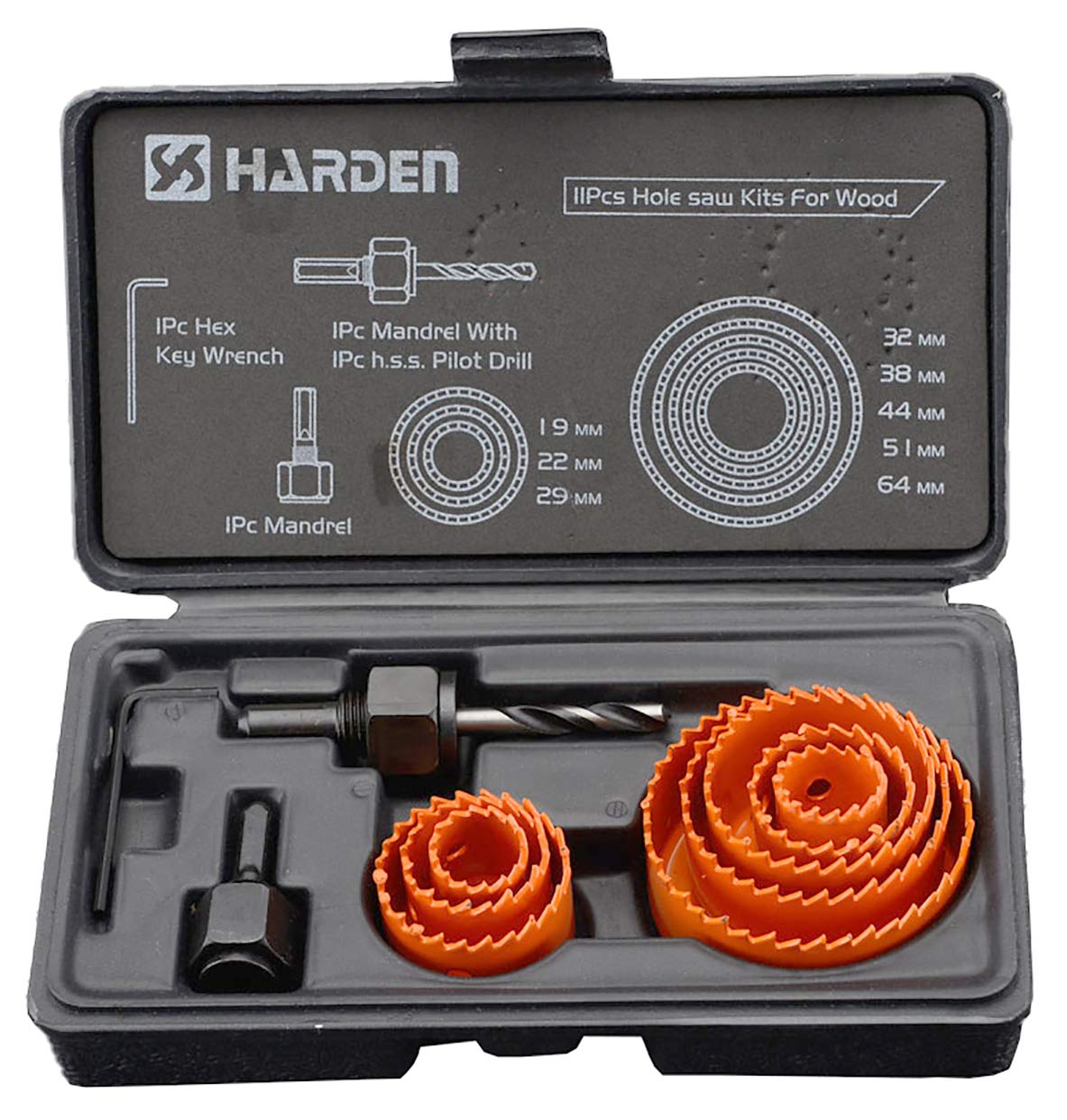 Harden 11 Pieces Professional Hex Hole Saw Blade Bit Cutter Kit For Wood (19-64Mm) High Carbon Steel, Teeth Treated With Hardened Heat- 610546 (B0843TCXZT) Amazon Price History, Amazon Price Tracker