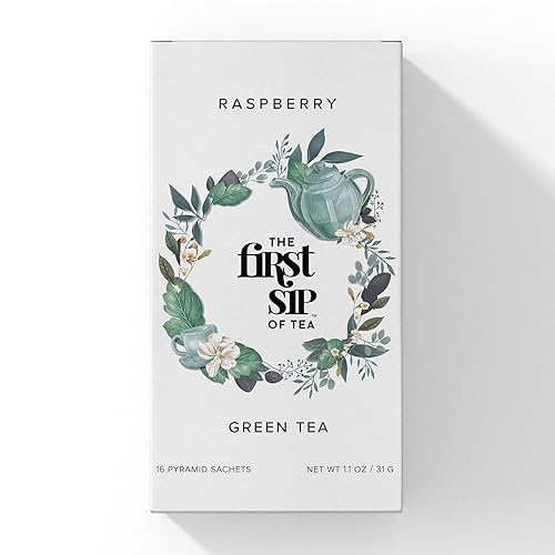 Miniatura 2 de Caja de té verde frambuesa, 16 bolsas de té, el primer sorbo de té