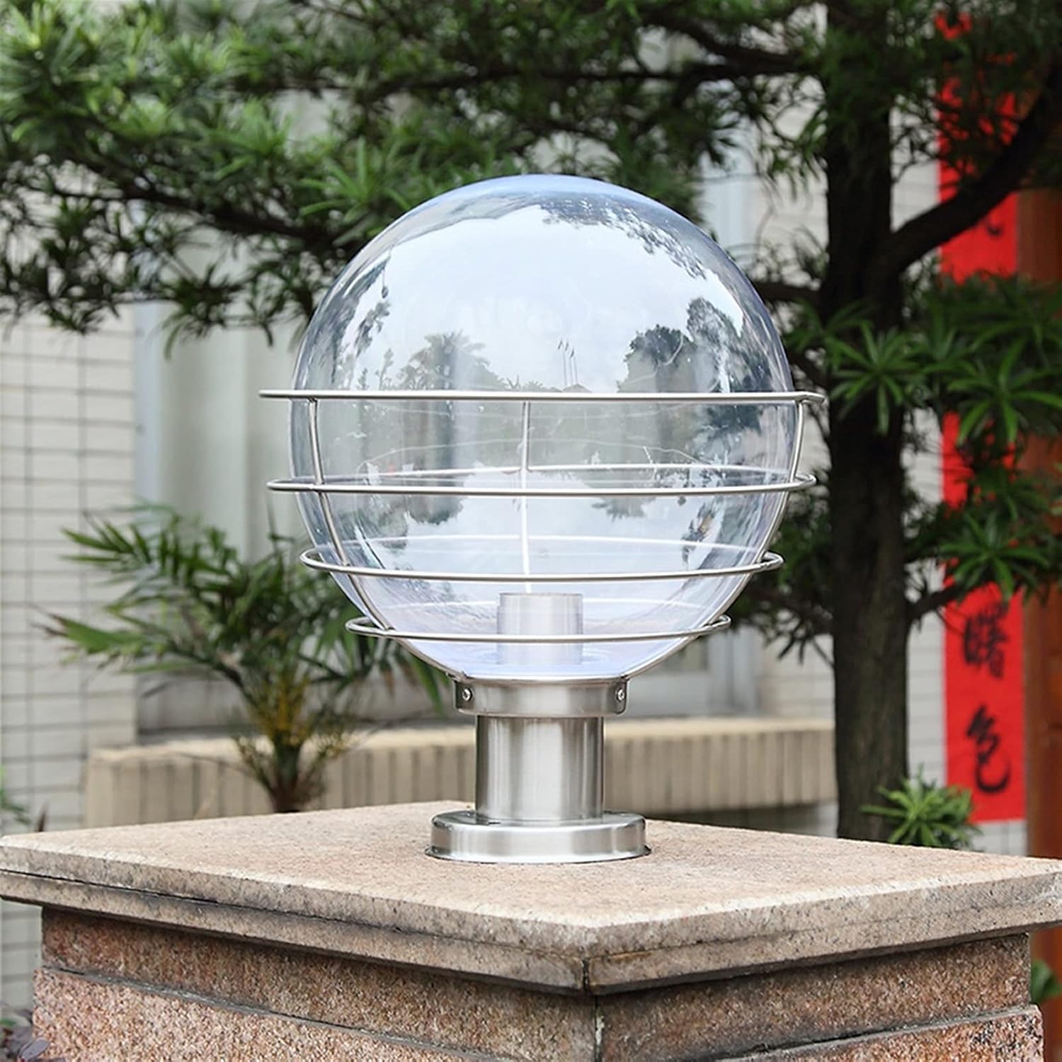 Kitchen Faucet Outdoor Transparent Lampshade Round Headlight Stainless Steel Garden Landscape Light Protection Level IP55 E27 Socket Led Lantern Table Lamp Column HEA,Pendant L