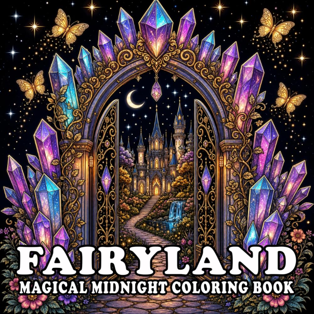 Fairyland Magical Midnight Coloring Book: A Magical Midnight Coloring Book Featuring Enchanted Fairies, Crystal Castles, Unicorns, Moonlit Forests, ... Designs for Adults to Relax and Unwind