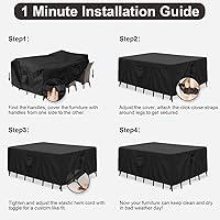 Vista 7 de PureFit Fundas para muebles de patio, funda impermeable para muebles de mesa de exterior rectangular, cubierta de sofá seccional de patio