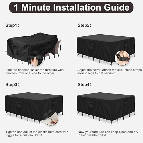 Miniatura 7 de PureFit Fundas para muebles de patio, funda para muebles de mesa de exterior, impermeable, rectangular, juego de sofá modular para terraza, césped y