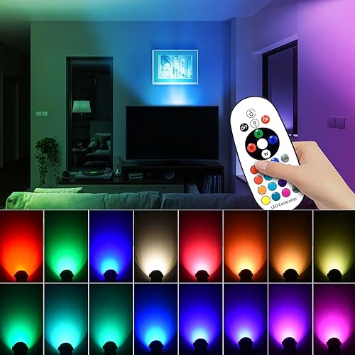 Miniatura 3 de FZWLE RGBW Spot Lights Clamp Indoor Spotlight,2 Pack 7W LED Clip-On Spot Lights with Remote Control, Uplighting Indoor Spotlight, Plant Spotlight